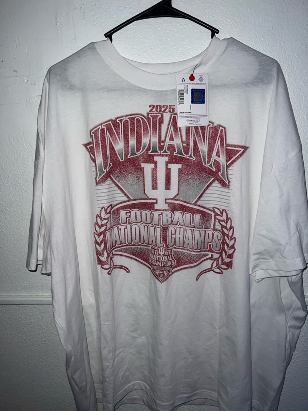 Champion White T-Shirt with Red Indiana Football Graphic